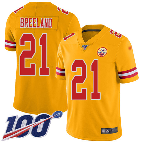 Men Kansas City Chiefs #21 Breeland Bashaud Limited Gold Inverted Legend 100th Season Football Nike NFL Jersey